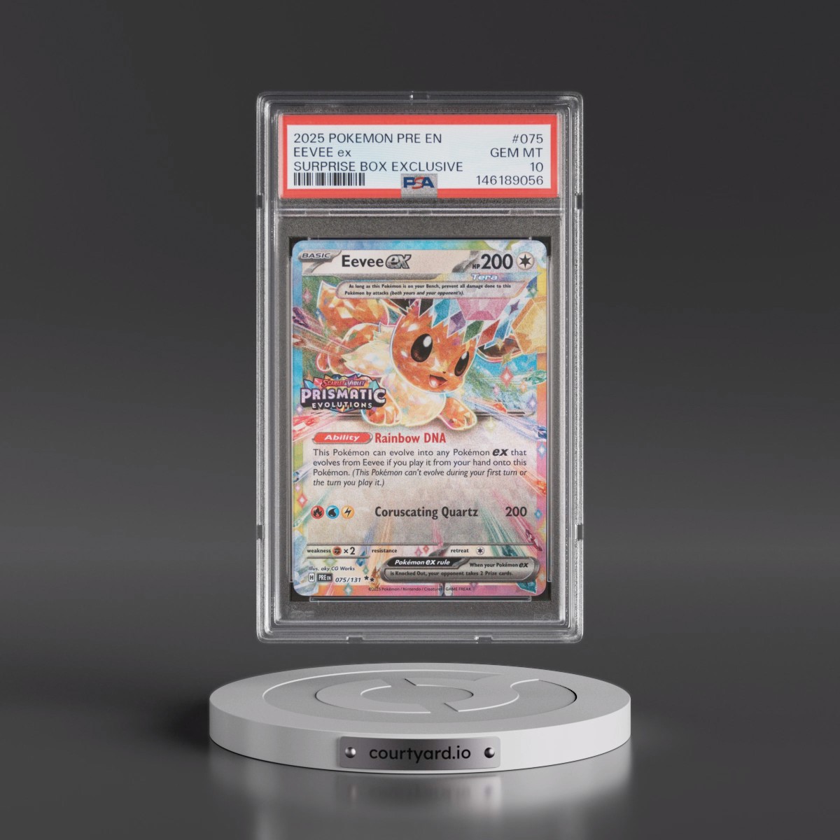 2025 Pokémon Pre EN-Prismatic Evolutions #075 Eevee EX - Holo Surprise Box Exclusive (PSA 10 GEM MINT)