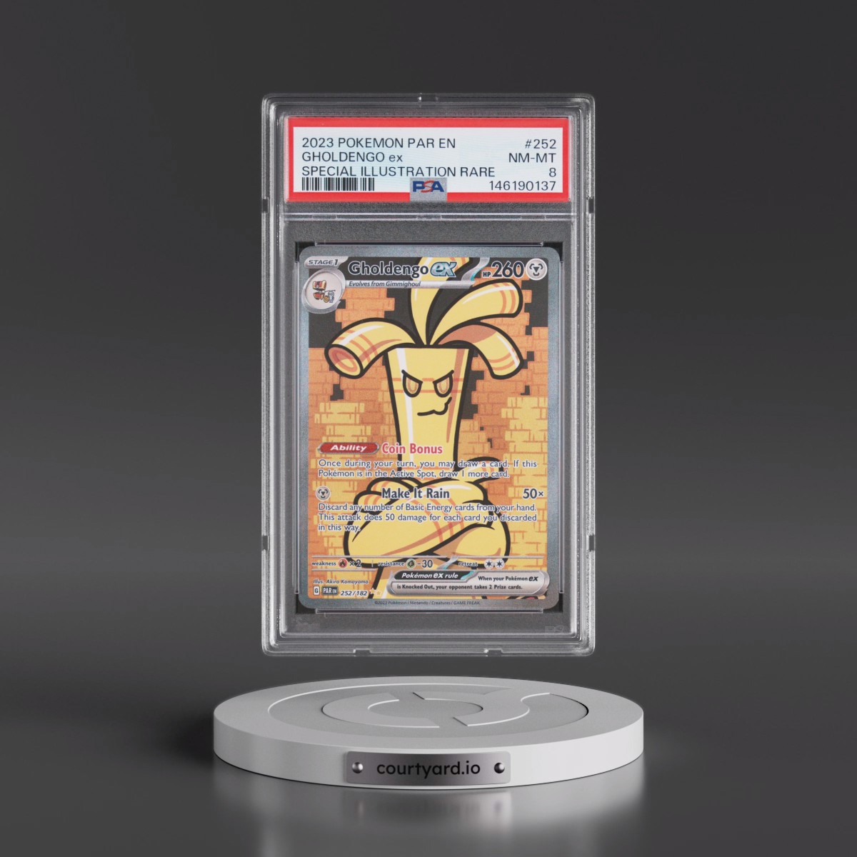 2023 Pokémon Par EN-Paradox Rift #252 Gholdengo EX - Holo Special Illustration Rare (PSA 8 NM-MT)