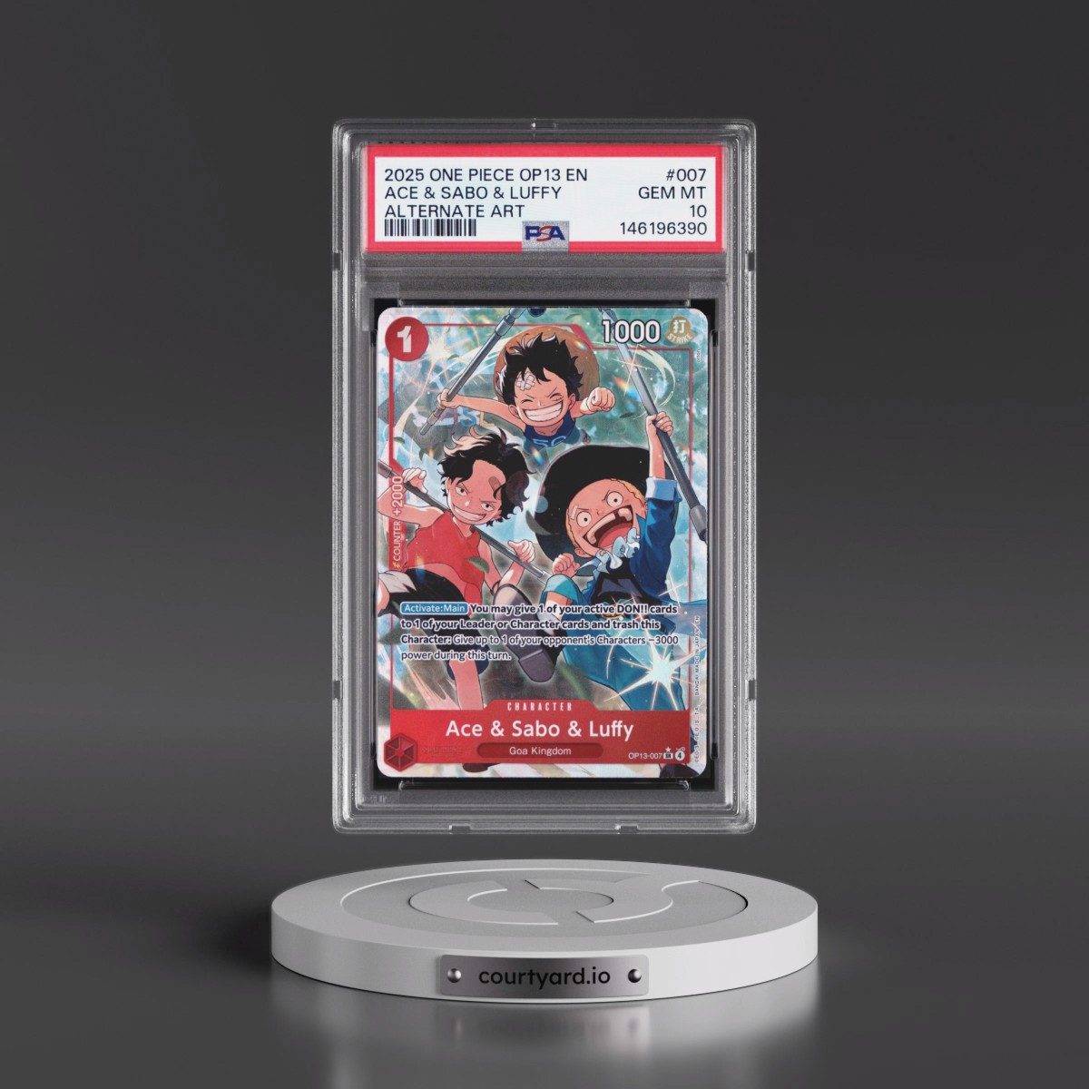 2025 One Piece OP13-Carrying on His Will #007 Ace & Sabo & Luffy - Alternate Art (PSA 10 GEM MINT)