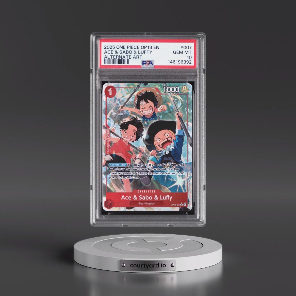 2025 One Piece OP13-Carrying on His Will #007 Ace & Sabo & Luffy - Alternate Art (PSA 10 GEM MINT)