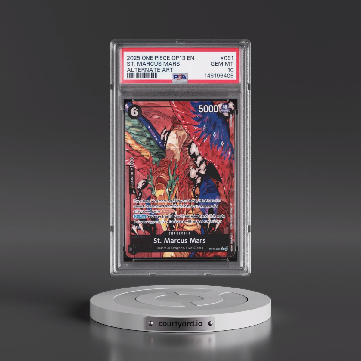 2025 One Piece OP13-Carrying on His Will #091 St. Marcus Mars - Alternate Art (PSA 10 GEM MINT)