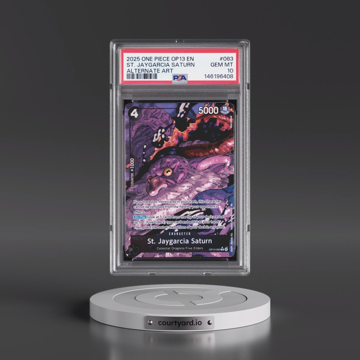 2025 One Piece OP13-Carrying on His Will #083 St. Jaygarcia Saturn - Alternate Art (PSA 10 GEM MINT)