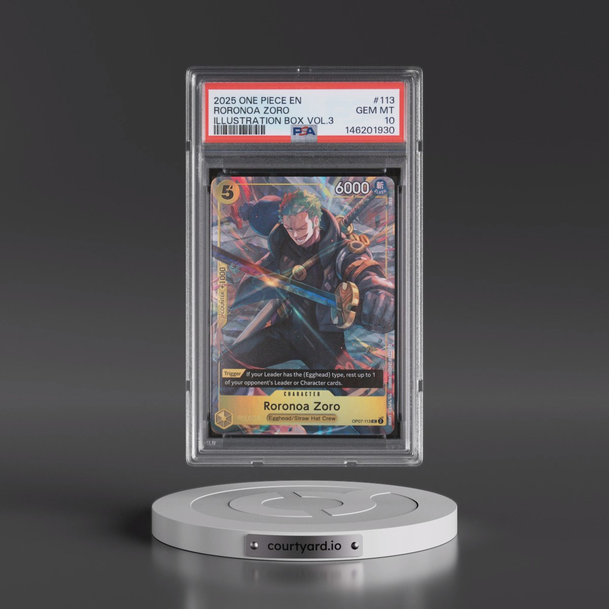 2025 One Piece Promos #113 Roronoa Zoro - Illustration Box Vol.3 (PSA 10 GEM MINT)