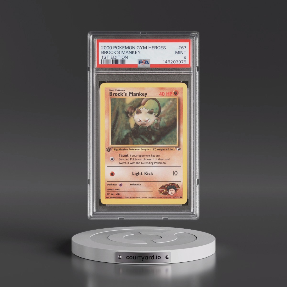 2000 Pokémon Gym Heroes #67 Brock's Mankey - 1st Edition (PSA 9 MINT)