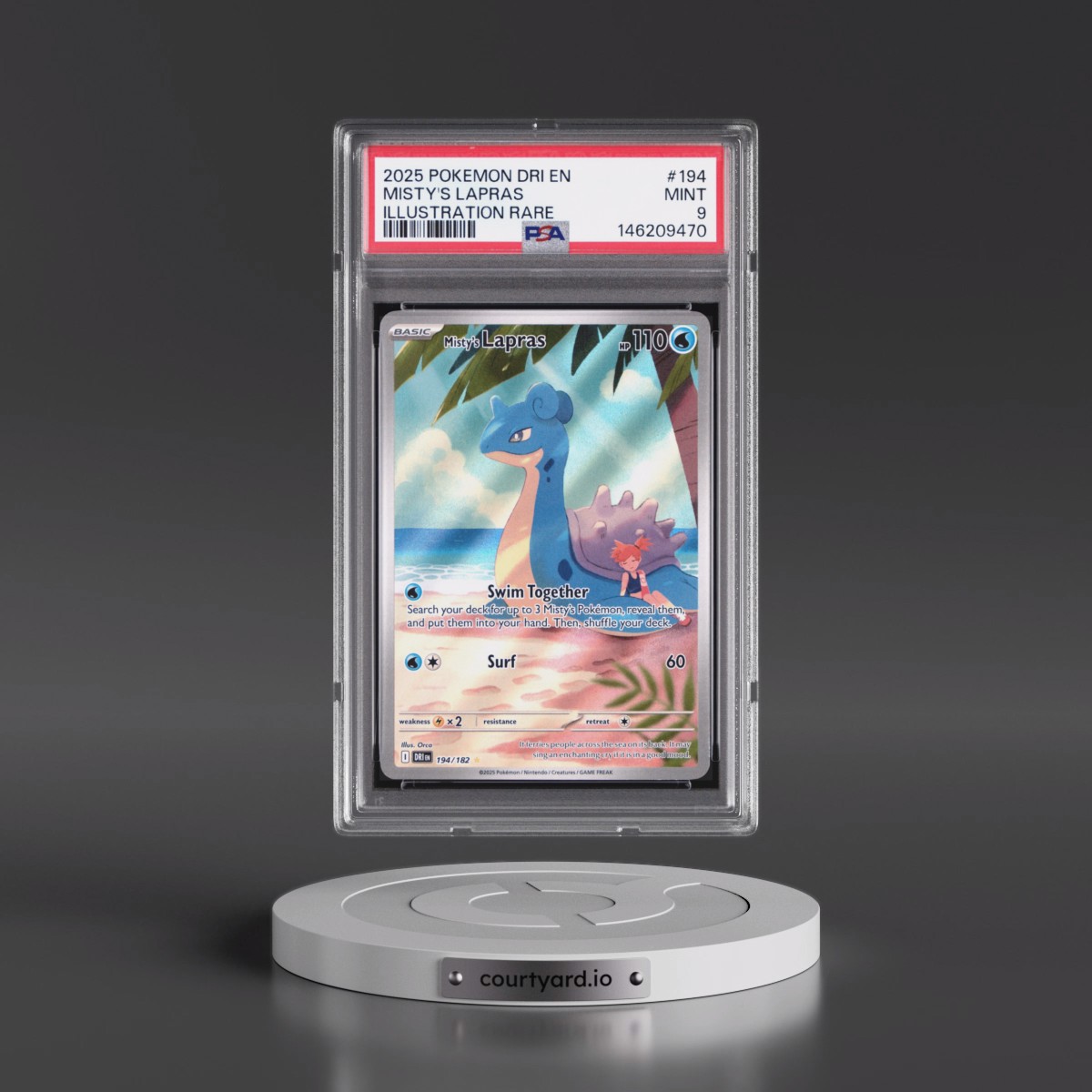 2025 Pokémon Dri EN-Destined Rivals #194 Misty's Lapras - Illustration Rare (PSA 9 MINT)