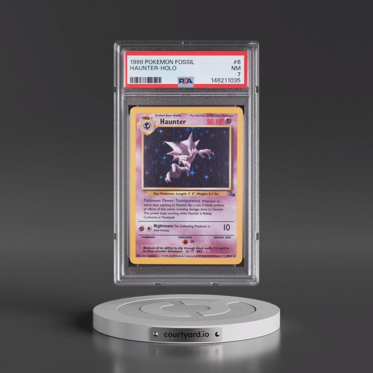 1999 Pokémon Fossil #6 Haunter - Holo (PSA 7 NM)