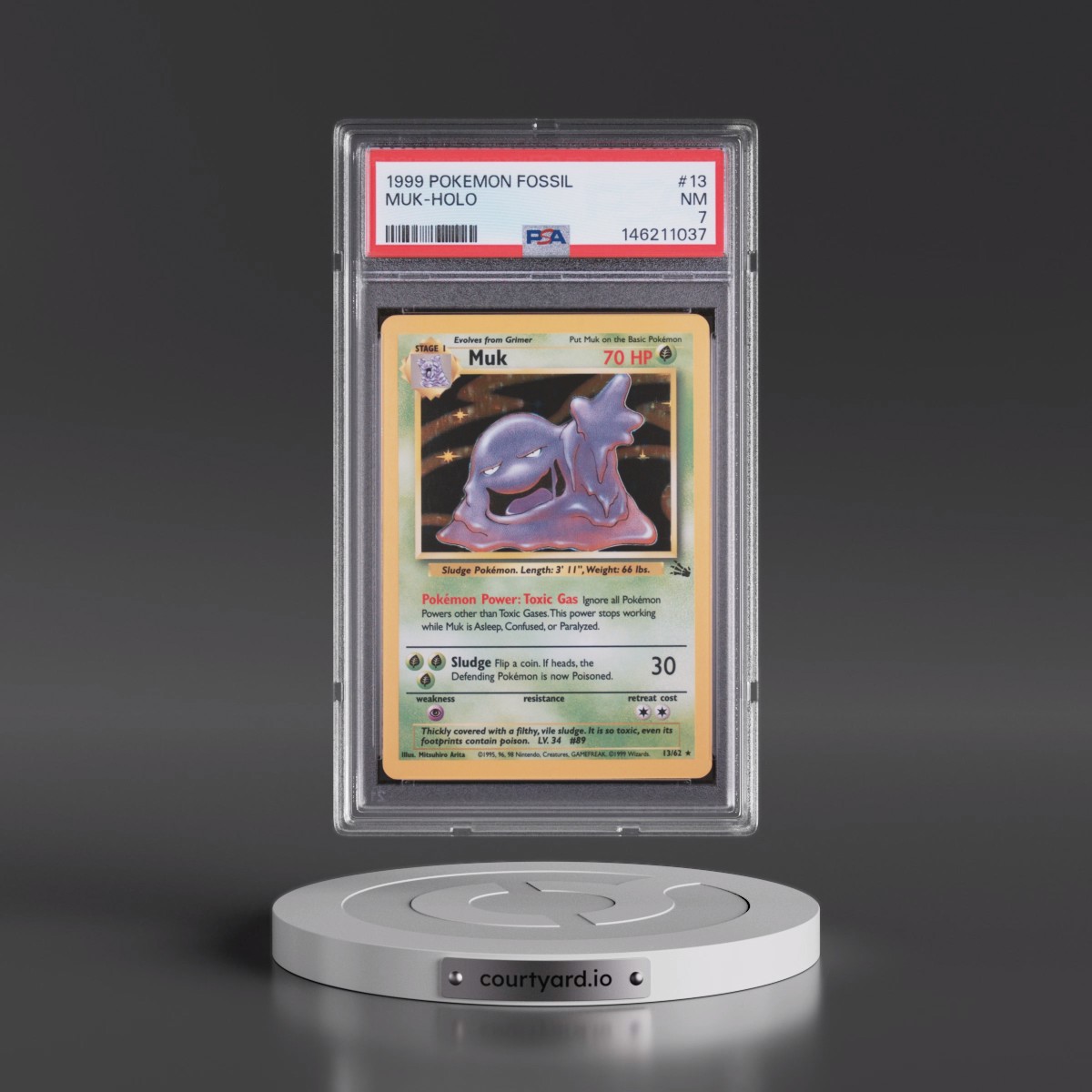 1999 Pokémon Fossil #13 Muk - Holo (PSA 7 NM)