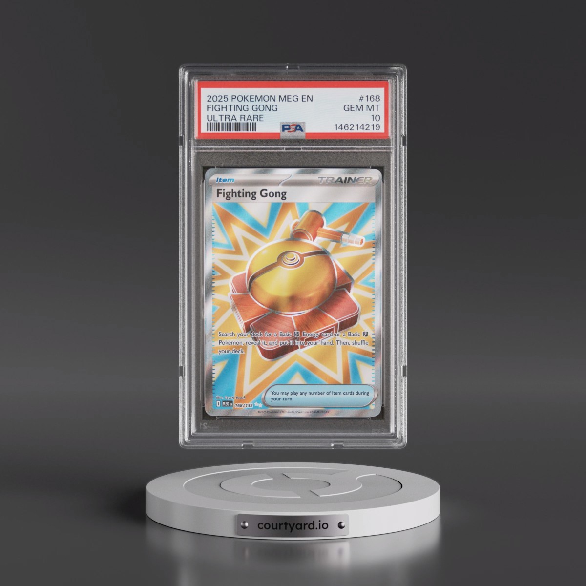 2025 Pokémon Meg EN-Mega Evolution #168 Fighting Gong - Ultra Rare (PSA 10 GEM MINT)