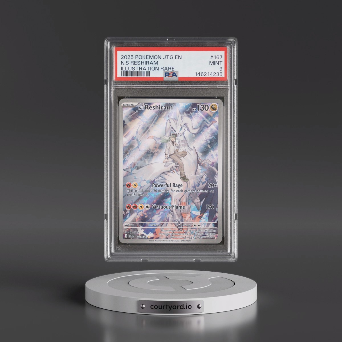 2025 Pokémon Jtg EN-Journey Together #167 N's Reshiram - Illustration Rare (PSA 9 MINT)