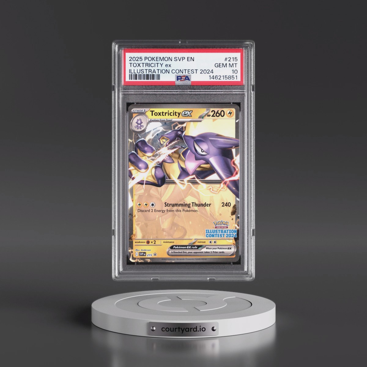2025 Pokémon Svp EN-SV Black Star Promo #215 Toxtricity EX - Holo Illustration Contest 2024 (PSA 10 GEM MINT)