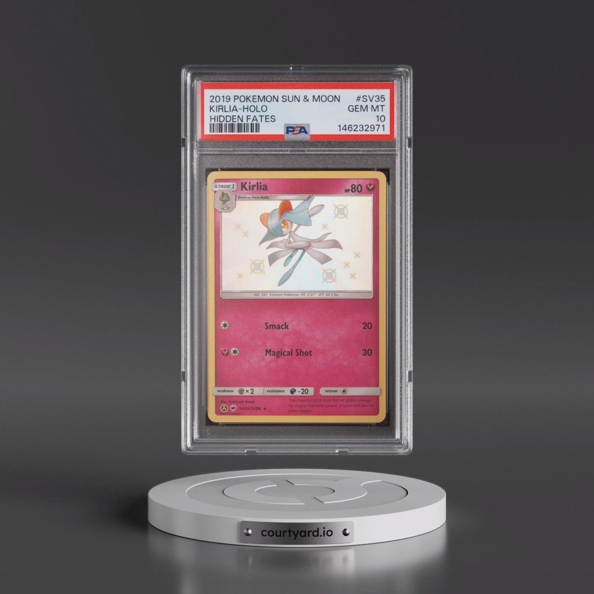 2019 Pokémon Sun & Moon Hidden Fates #SV35 Kirlia - Holo (PSA 10 GEM MINT)