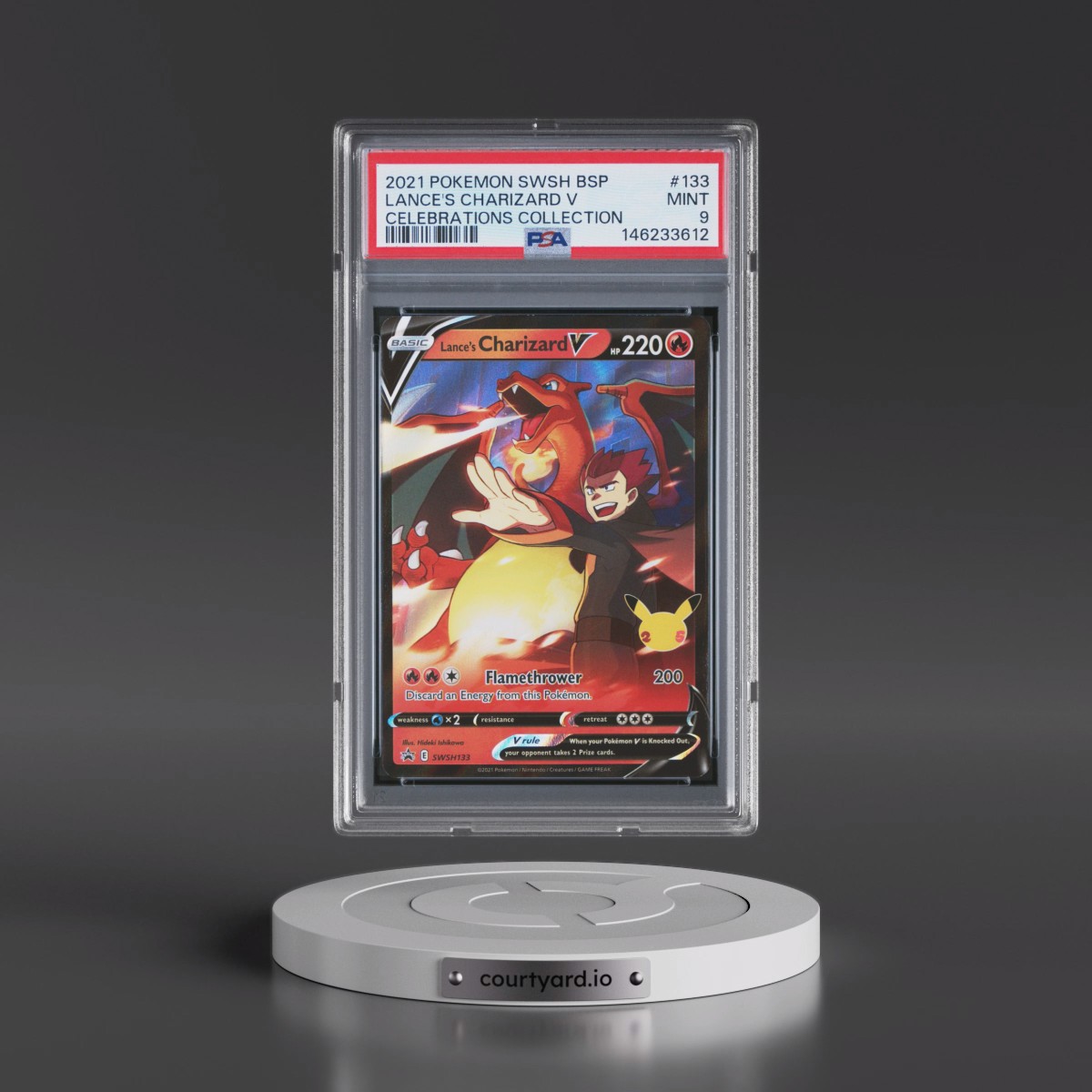 2021 Pokémon Swsh Black Star Promo #133 Lance's Charizard V - Holo Celebrations Collection (PSA 9 MINT)