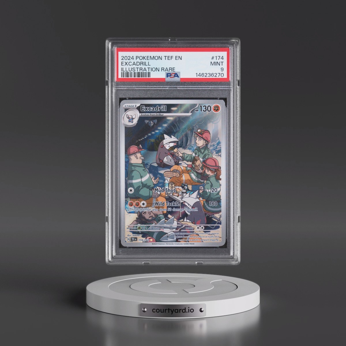 2024 Pokémon Tef EN-Temporal Forces #174 Excadrill - Illustration Rare (PSA 9 MINT)