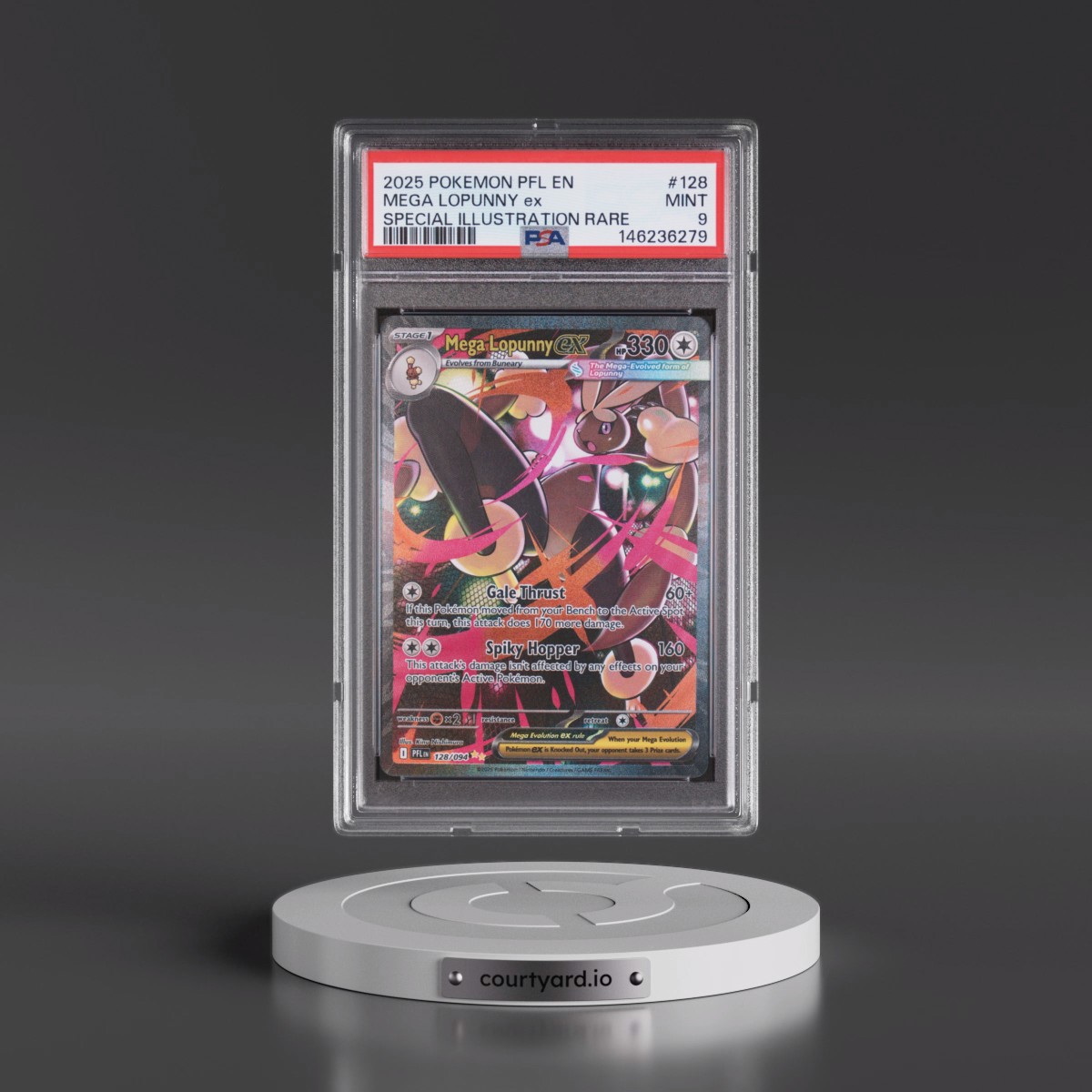 2025 Pokémon Pfl EN-Phantasmal Flames #128 Mega Lopunny EX - Holo Special Illustration Rare (PSA 9 MINT)