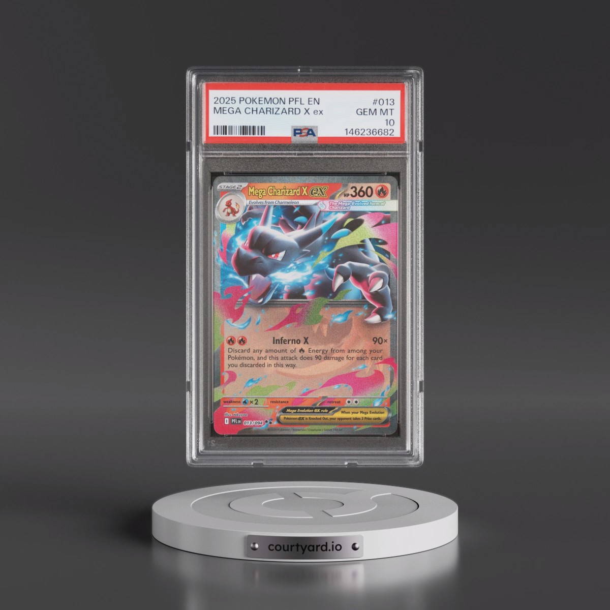 2025 Pokémon Pfl EN-Phantasmal Flames #013 Mega Charizard X EX - Holo (PSA 10 GEM MINT)