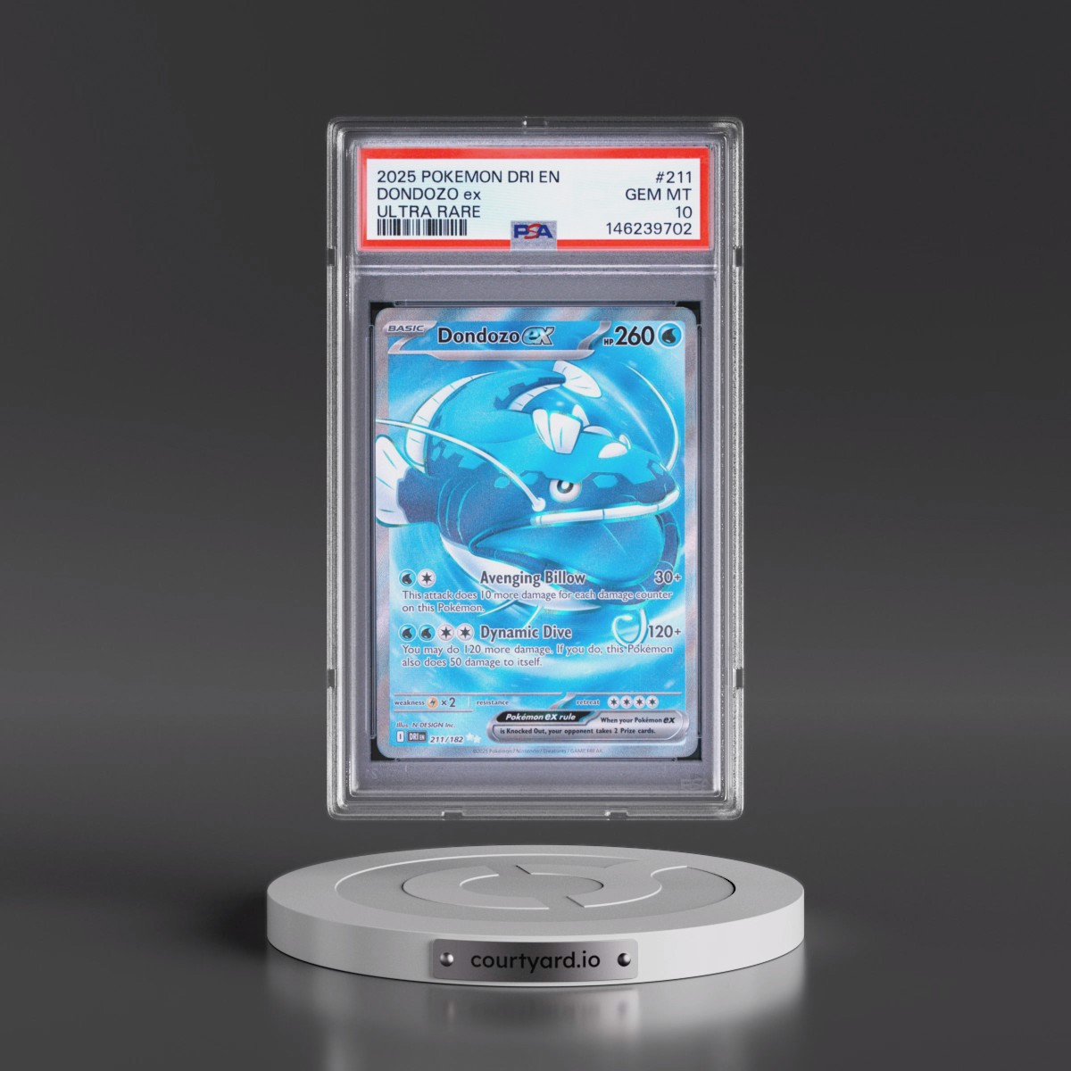 2025 Pokémon Dri EN-Destined Rivals Dondozo EX - Holo Ultra Rare #211 PSA 10