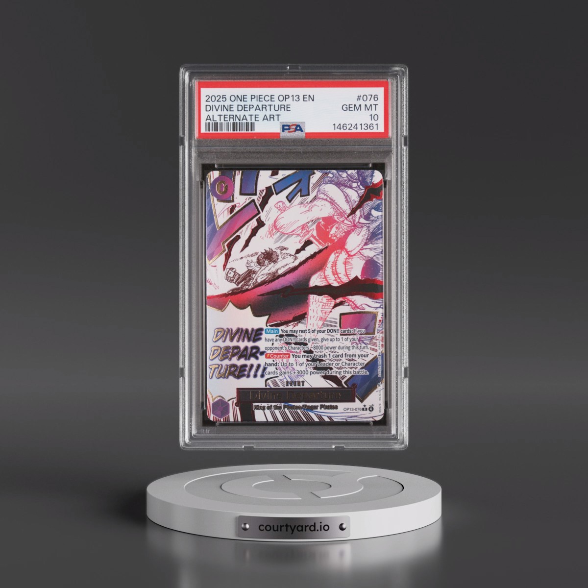 2025 One Piece OP13-Carrying on His Will #076 Divine Departure - Alternate Art (PSA 10 GEM MINT)