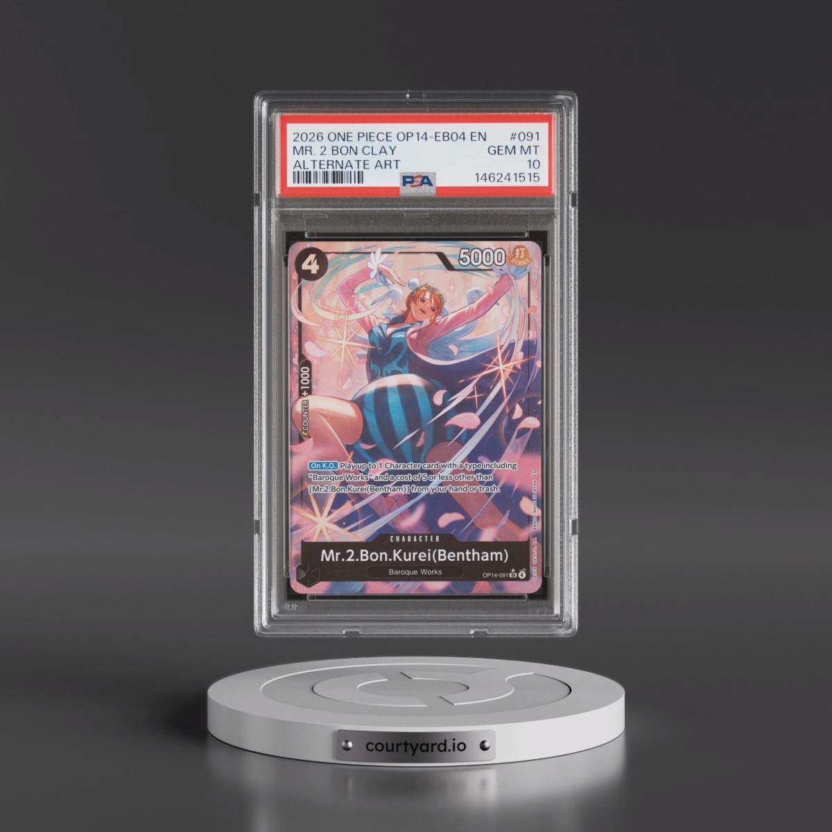 2026 One Piece OP14-EB04-the Azure Sea's Seven #091 Mr. 2 Bon Clay - Alternate Art (PSA 10 GEM MINT)