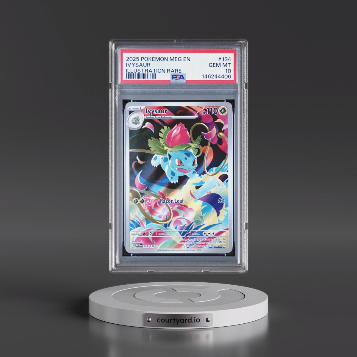2025 Pokémon Meg EN-Mega Evolution #134 Ivysaur - Illustration Rare (PSA 10 GEM MINT)