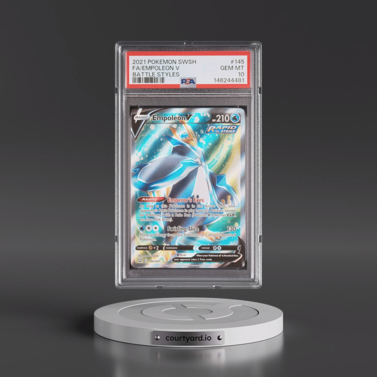 2021 Pokémon Sword & Shield Battle Styles #145 Empoleon V - Holo Full Art (PSA 10 GEM MINT)