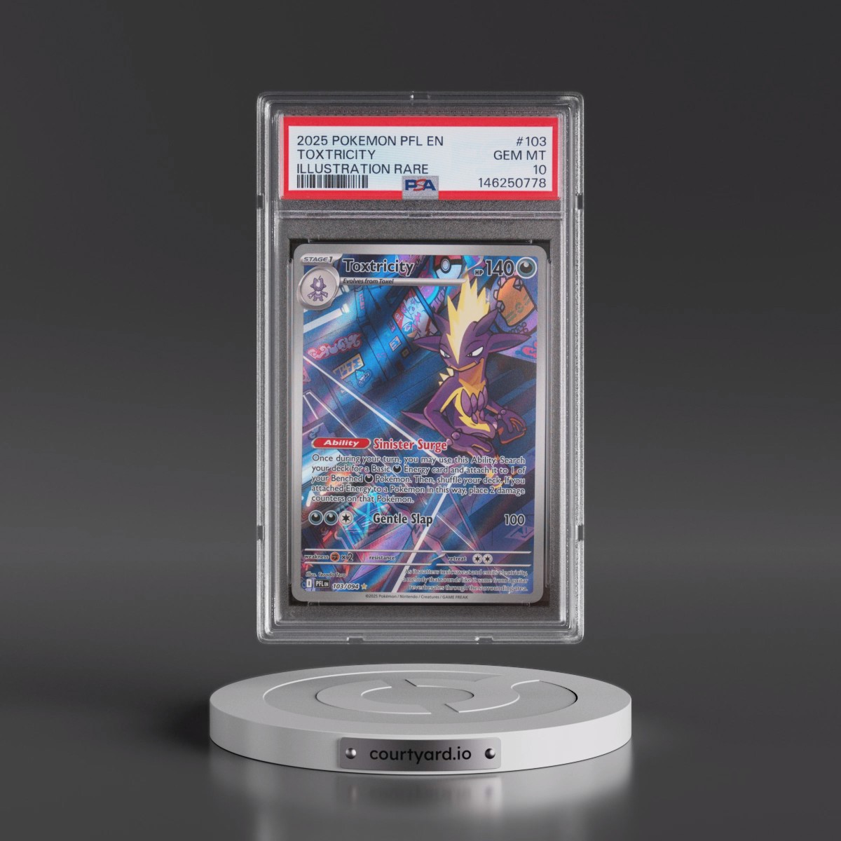 2025 Pokémon Pfl EN-Phantasmal Flames #103 Toxtricity - Illustration Rare (PSA 10 GEM MINT)