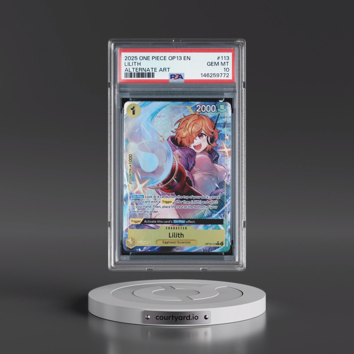 2025 One Piece OP13-Carrying on His Will #113 Lilith - Alternate Art (PSA 10 GEM MINT)