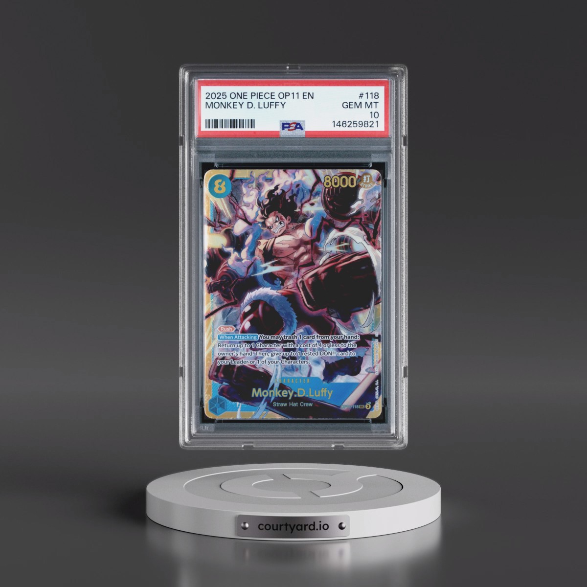 2025 One Piece OP11-A Fist of Divine Speed #118 Monkey D. Luffy (PSA 10 GEM MINT)