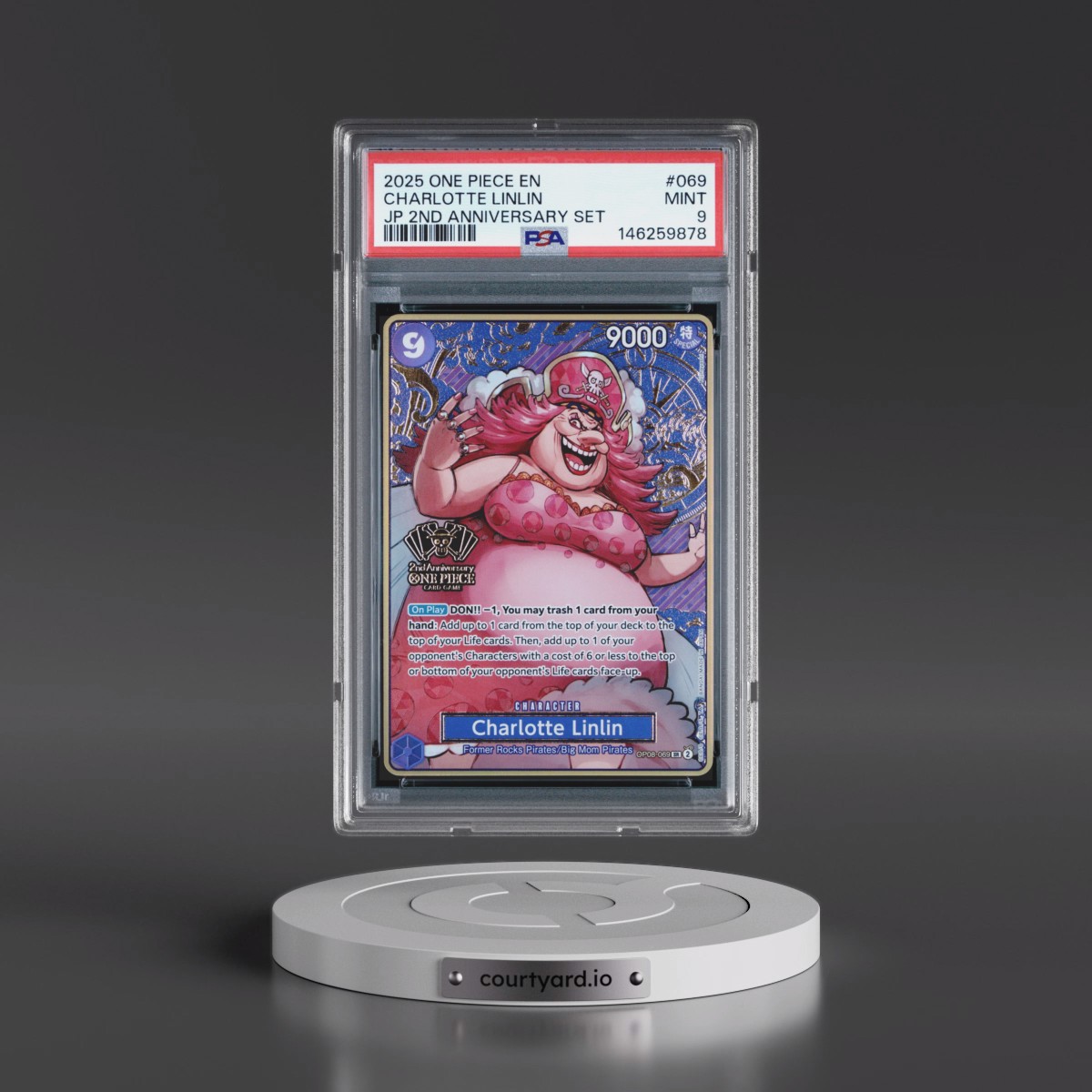 2025 One Piece Japanese 2nd Anniversary Set #069 Charlotte Linlin (PSA 9 MINT)