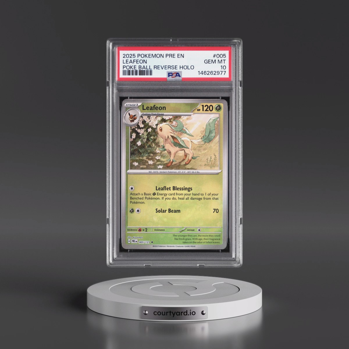 2025 Pokémon Pre EN-Prismatic Evolutions #005 Leafeon - Reverse Holo Poke Ball (PSA 10 GEM MINT)