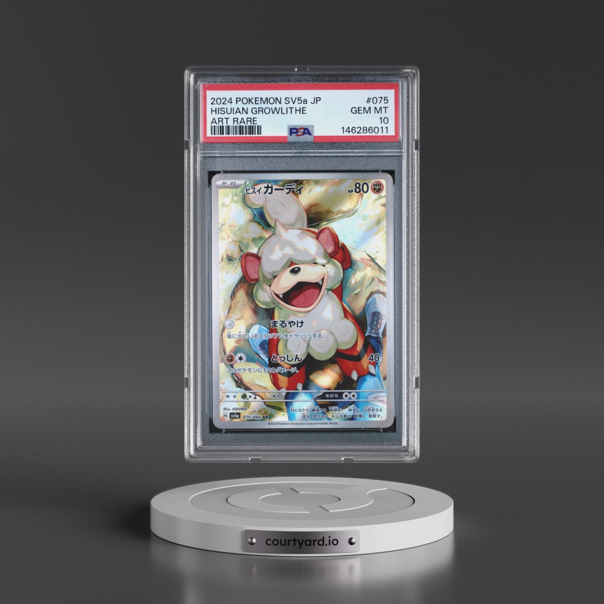 2024 Pokémon Sv5a-Crimson Haze #075 Hisuian Growlithe - Art Rare (PSA 10 GEM MINT)