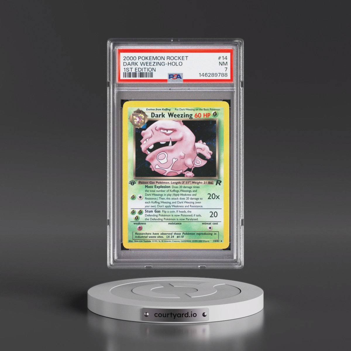 2000 Pokémon Rocket #14 Dark Weezing - 1st Edition Holo (PSA 7 NM)