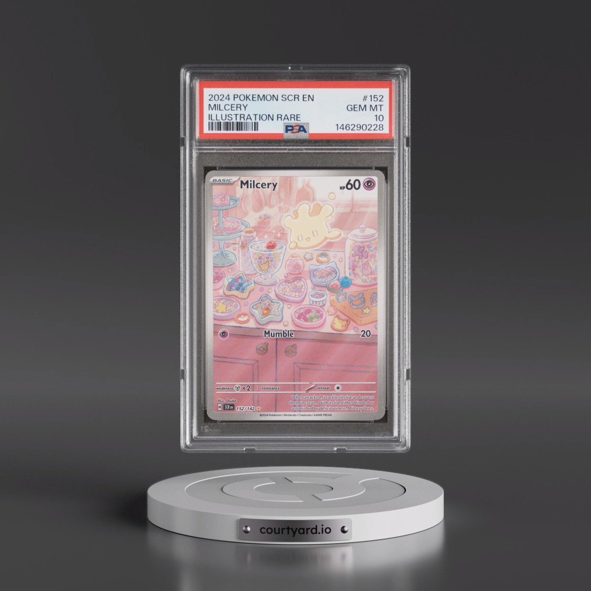 2024 Pokémon Scr EN-Stellar Crown #152 Milcery - Illustration Rare (PSA 10 GEM MINT)