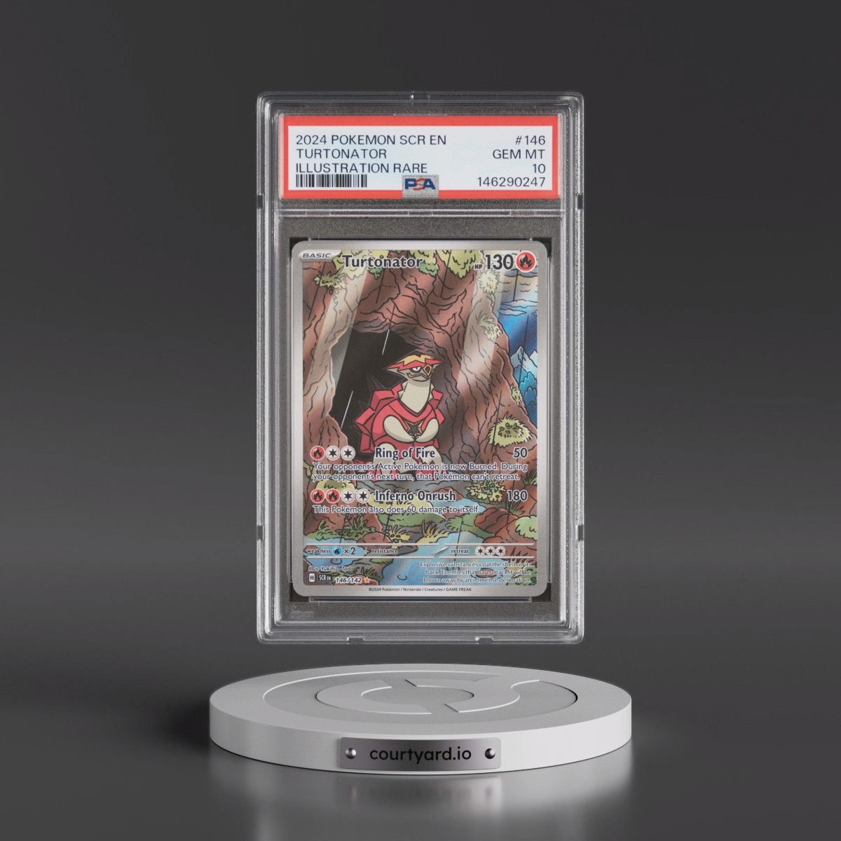 2024 Pokémon Scr EN-Stellar Crown #146 Turtonator - Illustration Rare (PSA 10 GEM MINT)