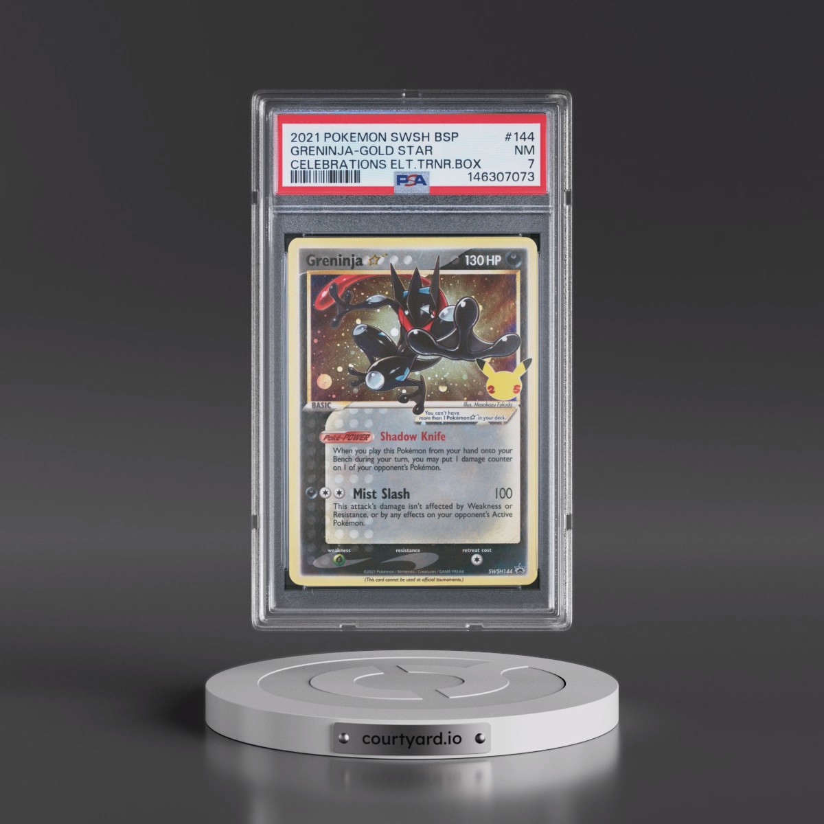 2021 Pokémon Swsh Black Star Promo #144 Greninja-Gold Star - Celebrations Elite Trainer Box (PSA 7 NM)