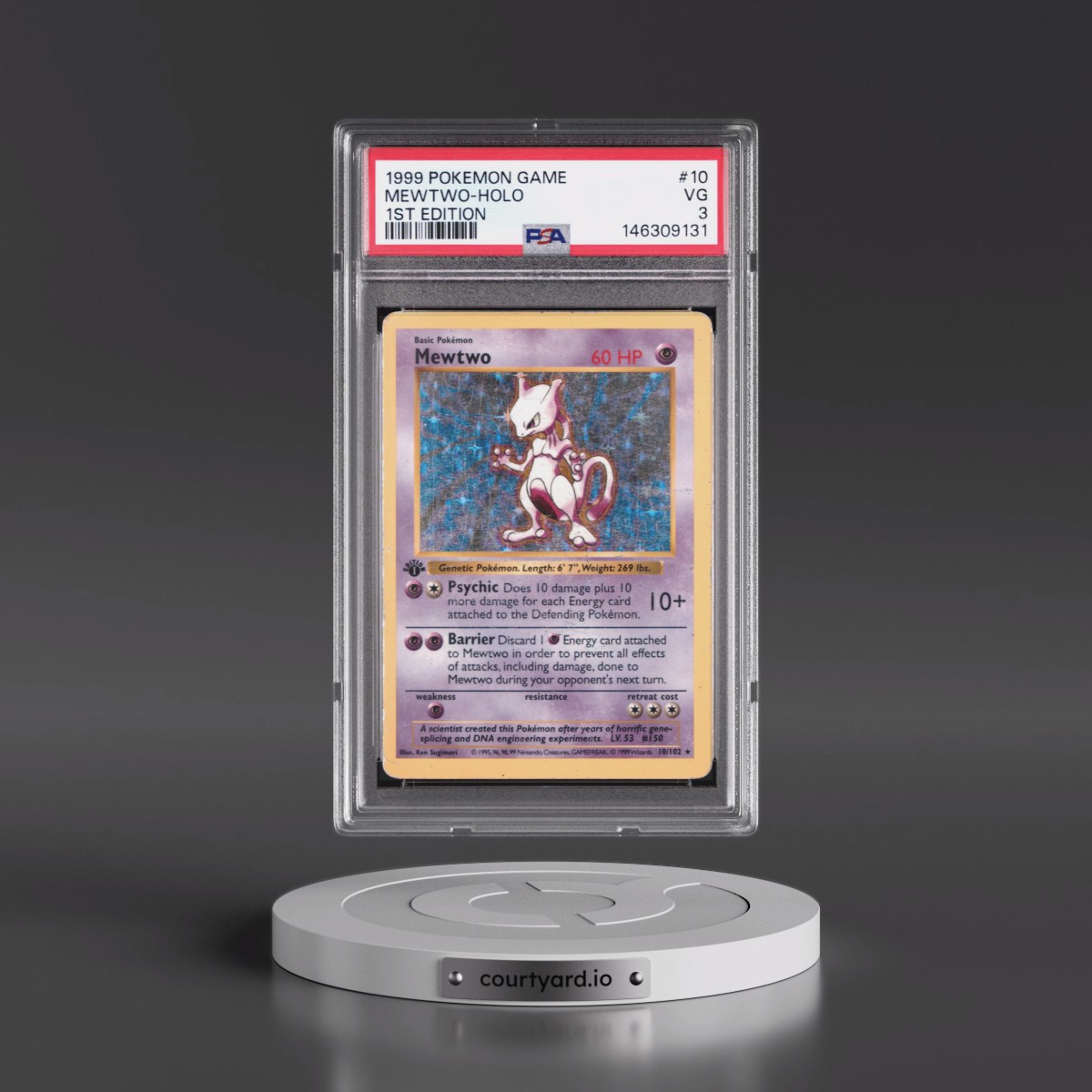 1999 Pokémon Game #10 Mewtwo - 1st Edition Holo (PSA 3 VG)