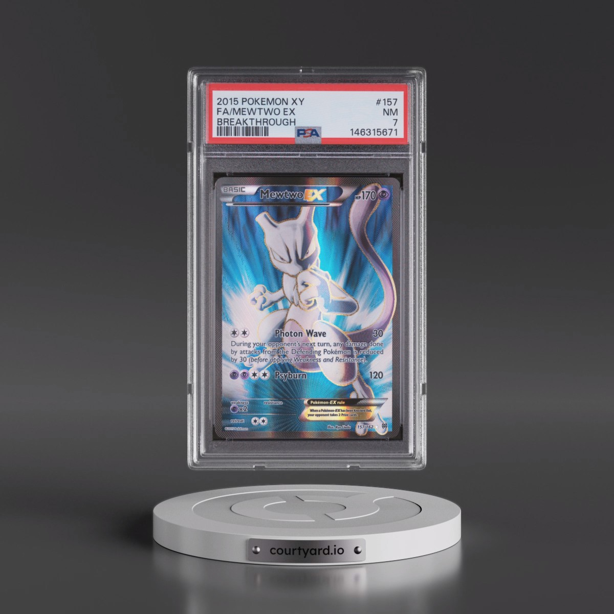 2015 Pokémon XY Breakthrough #157 Mewtwo EX - Holo Full Art (PSA 7 NM)