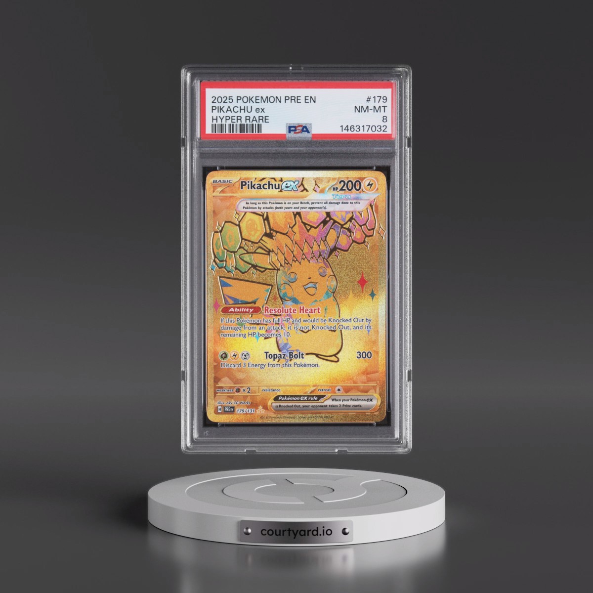 2025 Pokémon Pre EN-Prismatic Evolutions #179 Pikachu EX - Holo Hyper Rare (PSA 8 NM-MT)