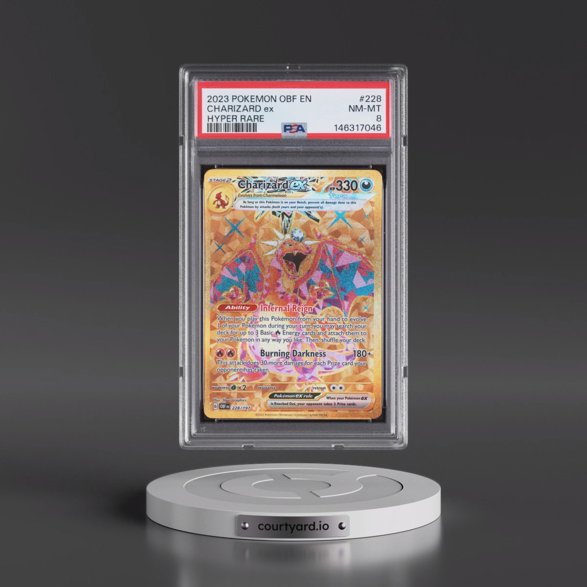 2023 Pokémon Obf EN-Obsidian Flames #228 Charizard EX - Holo Hyper Rare (PSA 8 NM-MT)