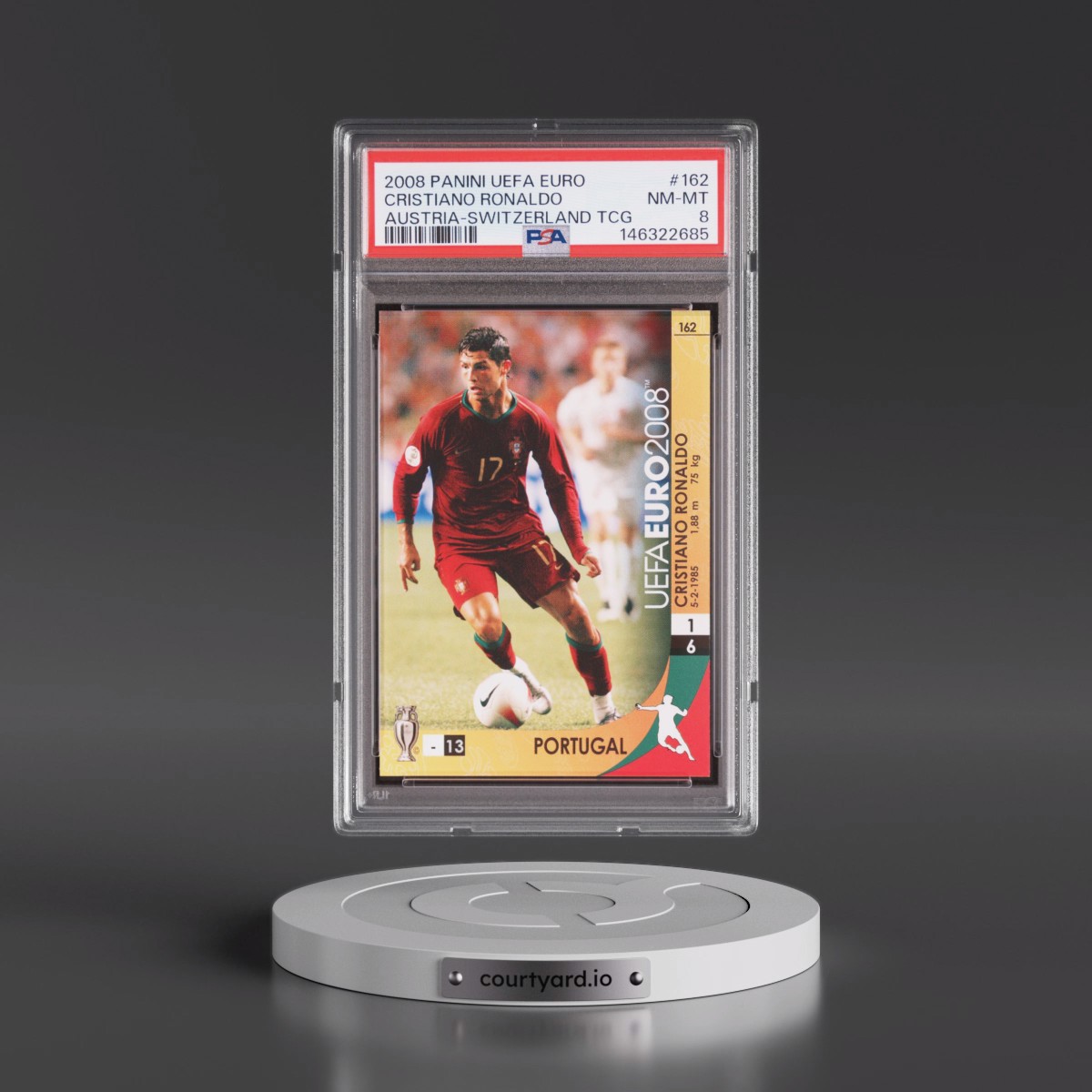 2008 Panini UEFA Euro Austria-Switzerland Trading Card Game #162 Cristiano Ronaldo (PSA 8 NM-MT)