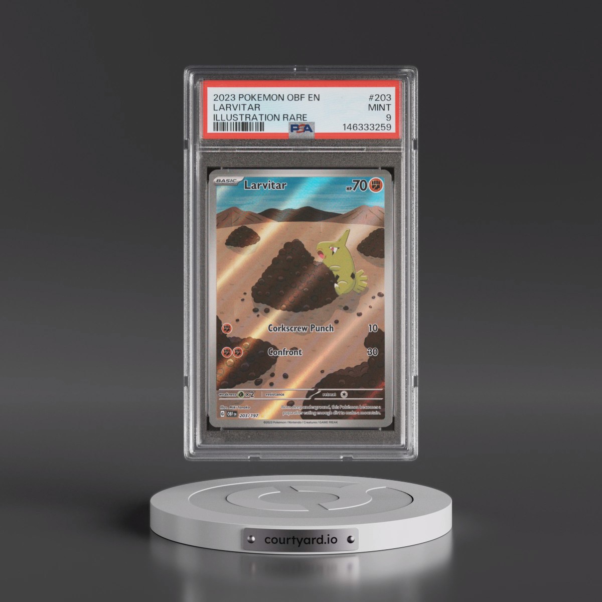 2023 Pokémon Obf EN-Obsidian Flames #203 Larvitar - Illustration Rare (PSA 9 MINT)