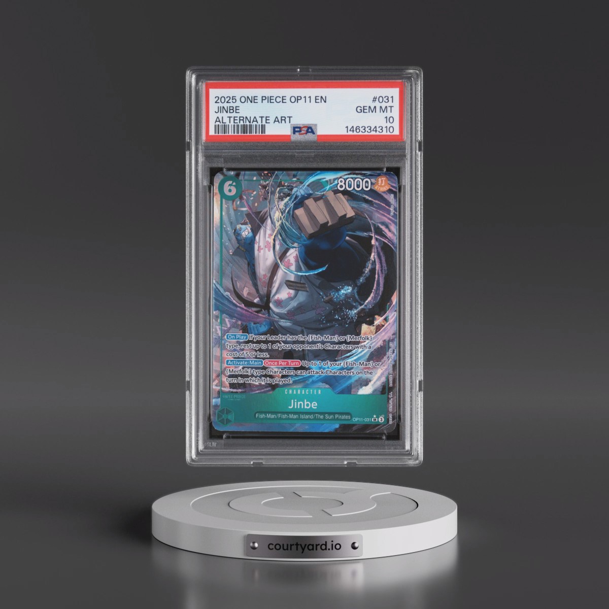 2025 One Piece OP11-A Fist of Divine Speed #031 Jinbe - Alternate Art (PSA 10 GEM MINT)