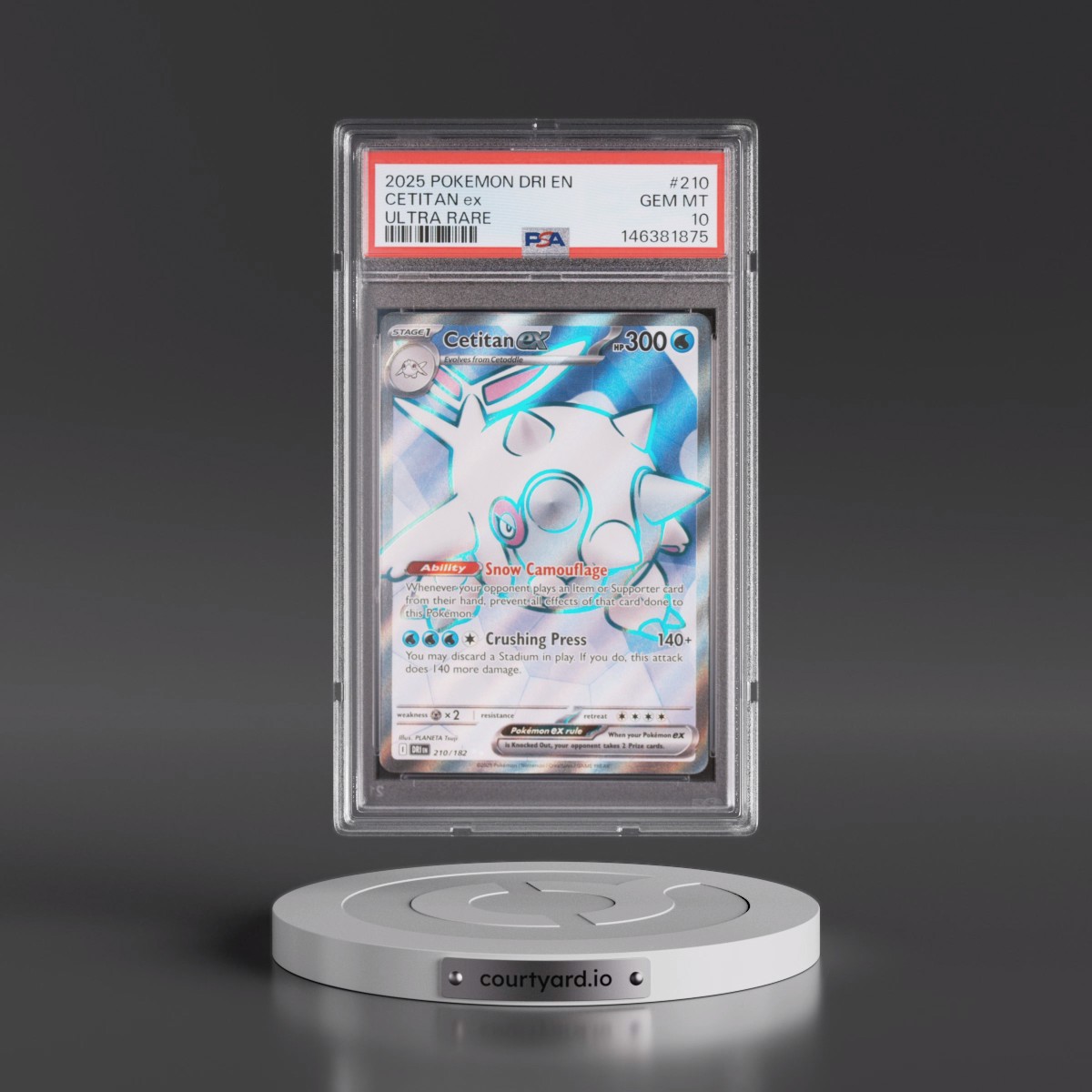 2025 Pokémon Dri EN-Destined Rivals #210 Cetitan EX - Holo Ultra Rare (PSA 10 GEM MINT)