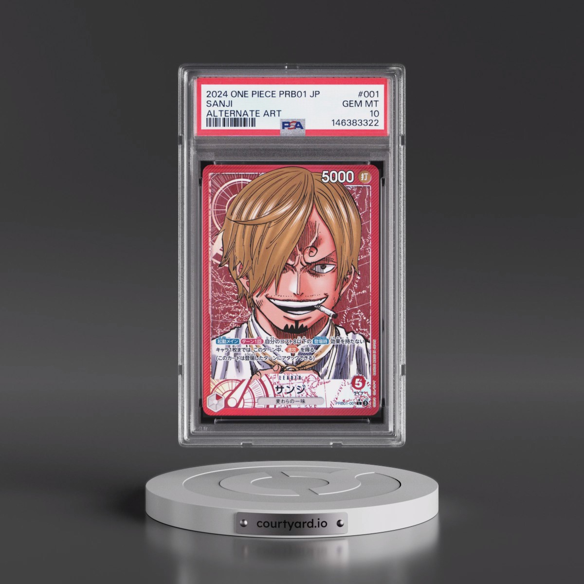 2024 One Piece Japanese PRB01-Premium Booster -One Piece Card the Best #001 Sanji - Alternate Art (PSA 10 GEM MINT)
