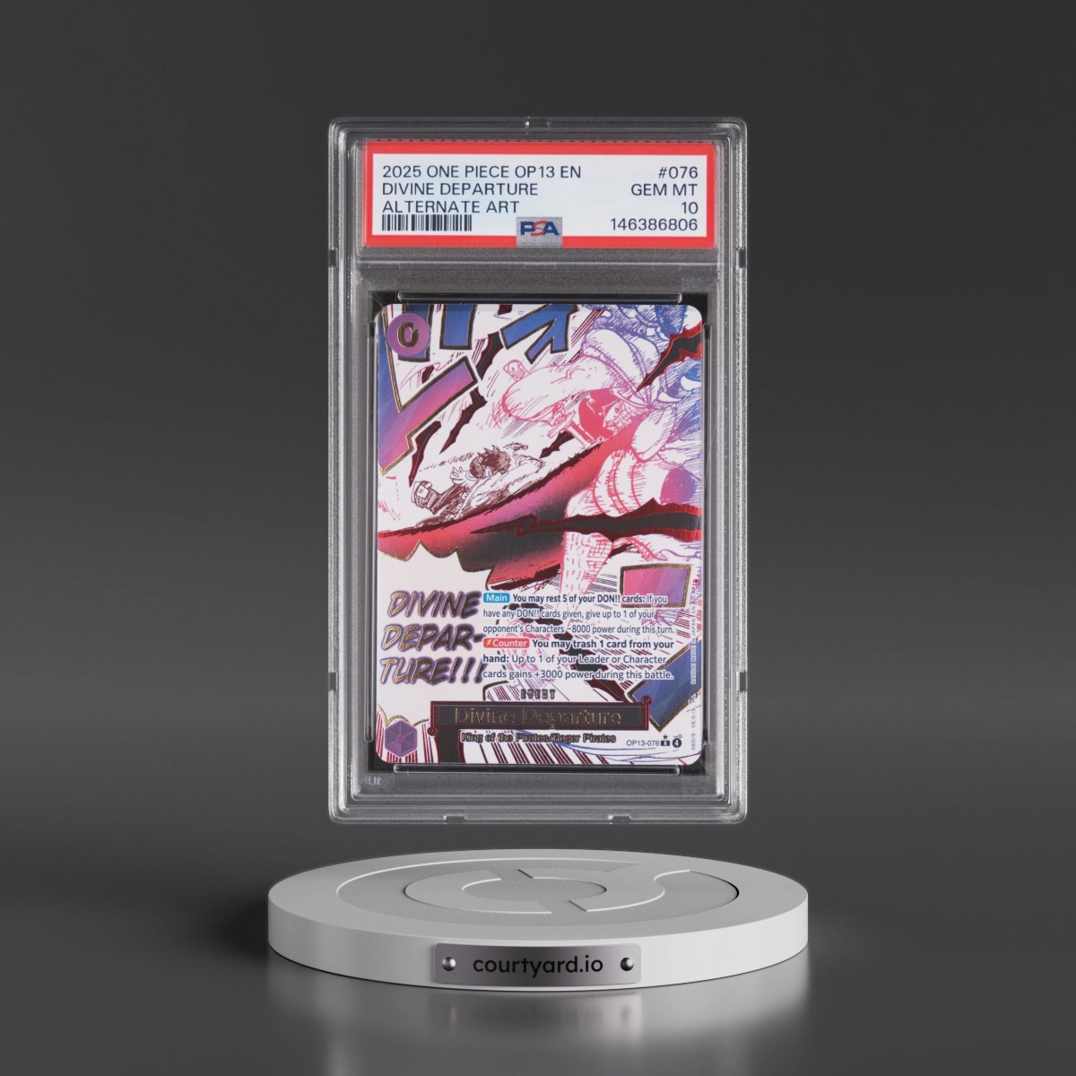 2025 One Piece OP13-Carrying on His Will #076 Divine Departure - Alternate Art (PSA 10 GEM MINT)