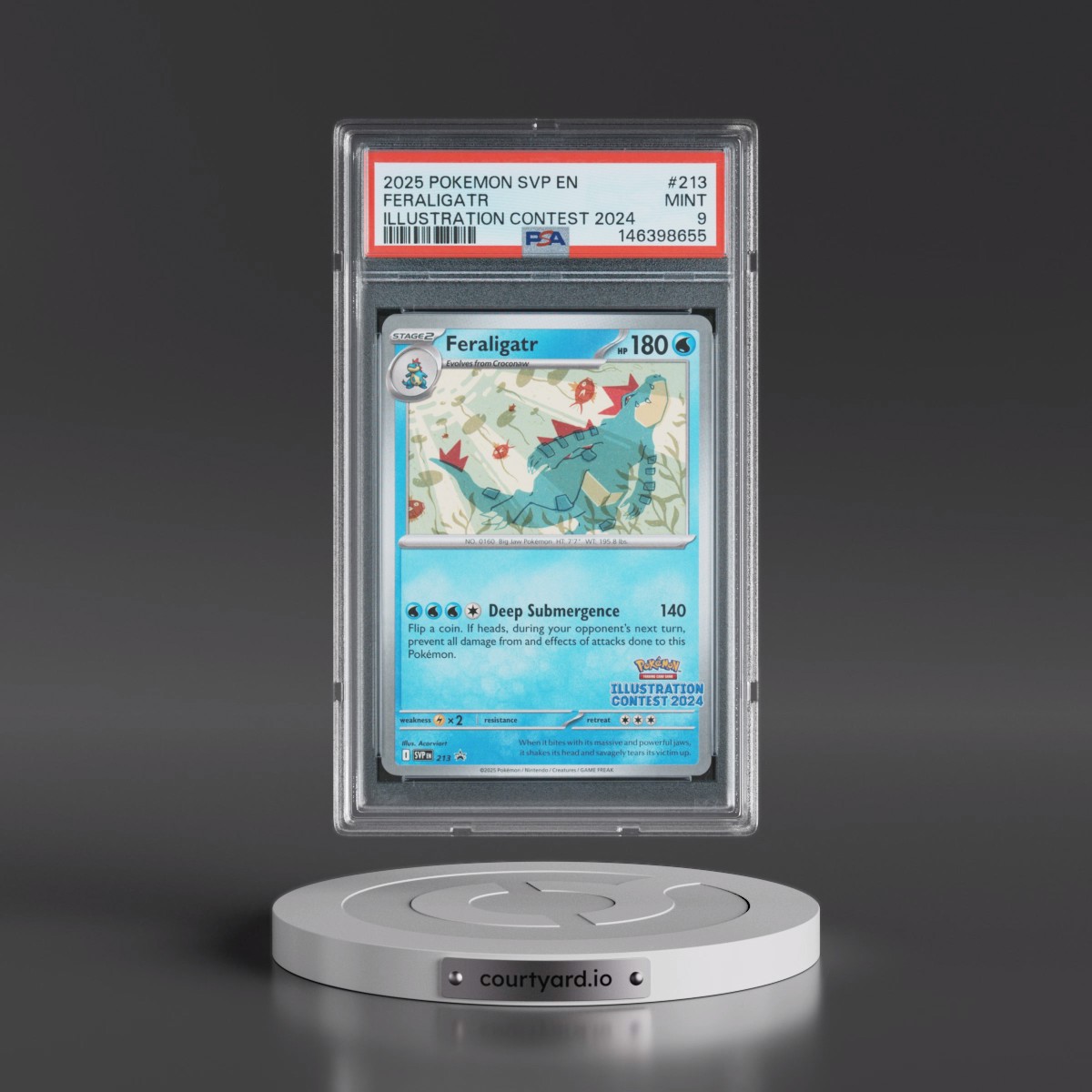 2025 Pokémon Svp EN-SV Black Star Promo #213 Feraligatr - Illustration Contest 2024 (PSA 9 MINT)