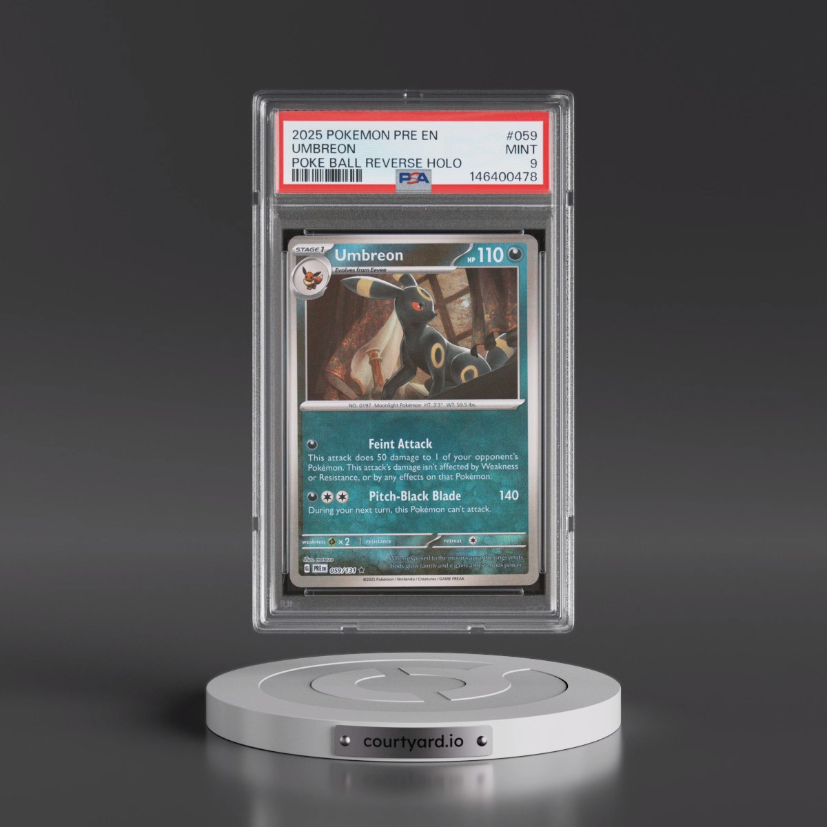 2025 Pokémon Pre EN-Prismatic Evolutions #059 Umbreon - Reverse Holo Poke Ball (PSA 9 MINT)