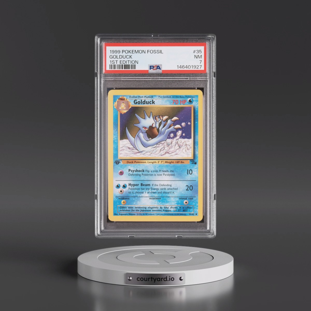 1999 Pokémon Fossil #35 Golduck - 1st Edition (PSA 7 NM)