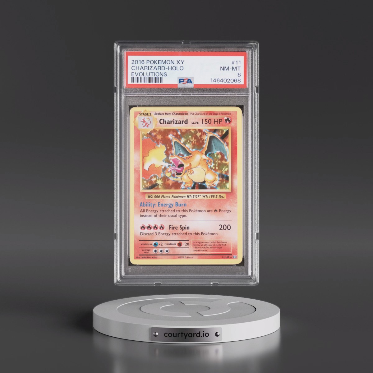 2016 Pokémon XY Evolutions #11 Charizard - Holo (PSA 8 NM-MT)