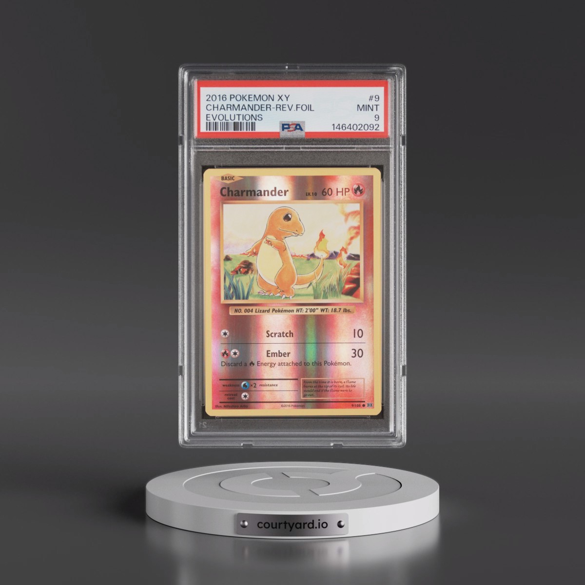 2016 Pokémon XY Evolutions #9 Charmander - Reverse Foil (PSA 9 MINT)