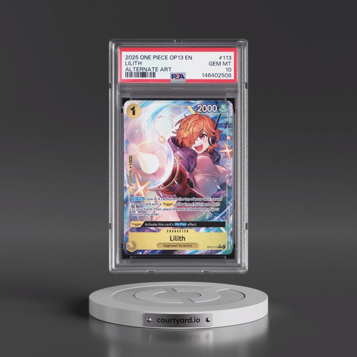 2025 One Piece OP13-Carrying on His Will #113 Lilith - Alternate Art (PSA 10 GEM MINT)